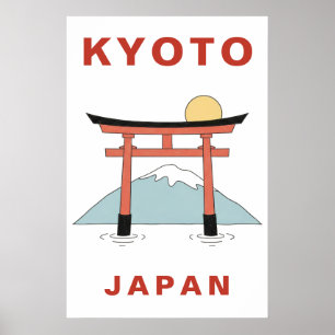 Kyoto Japan Torii-Tor Kunst Minimalistisches Reise Poster