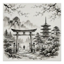 Kyoto Japan Tusche-Landschaft