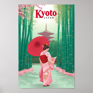 Kyoto Japan Vintage Kunst Reise Illustration Poster