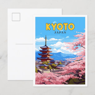 Kyoto Japan vintage Reiseillustration Postkarte