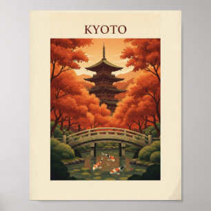 Kyoto Japan Vintage Reiseplakat - Herbstpagode Poster