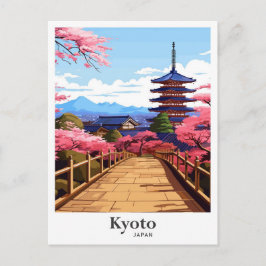 Kyōto Japan Vintage Travel Potrait Illustration Postkarte