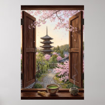Kyoto Japanese Garden Faux Window Canvas