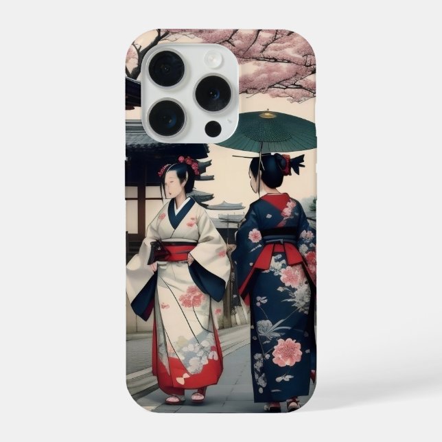 Kyoto Kimono Spring Walk iPhone Case Hülle (Rückseite)