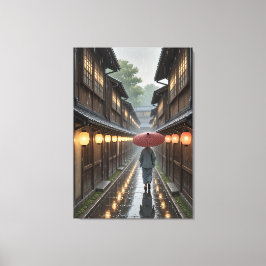 Kyōto Lantern Rain - Ghibli-Inspirierte Kunstdruck Leinwanddruck
