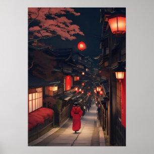 Kyoto Nachtlaternen Poster