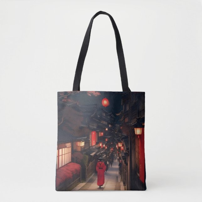 Kyoto Night Lantern Walk Tote Bag (Vorderseite)