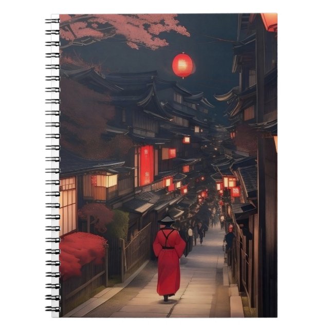 Kyoto Night Lanterns Notebook Notizblock (Vorderseite)