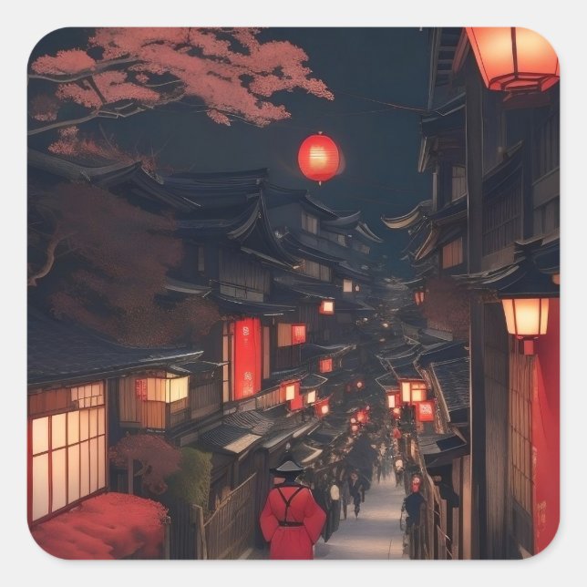 Kyoto Night Lanterns Sticker (Vorderseite)