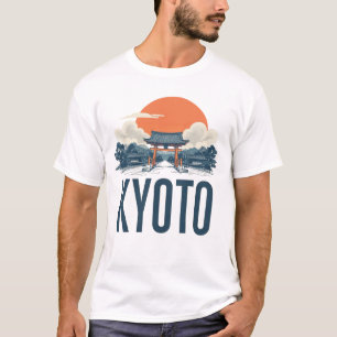 Kyōto Skyline - Vintages japanisches Torii & Sun T-Shirt