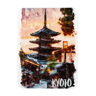 Kyoto Tempel Aquarellmalerei – Japanische Kunst Magnet