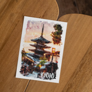 Kyoto-Tempel-Aquarellmalerei – Japanische Kunst Postkarte