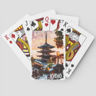 Kyoto Tempel Aquarellmalerei – Japanische Kunst Spielkarten