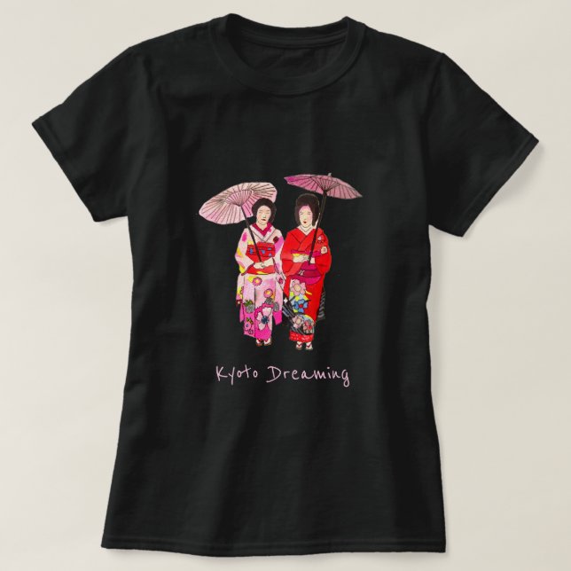Kyōto träumt ein japanischer niedlicher Geisha Kim T-Shirt (Design vorne)