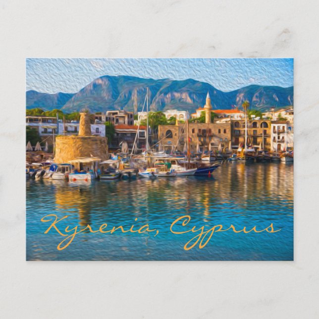Kyrenia, Zypern: Ölmalerei Postkarte (Vorderseite)