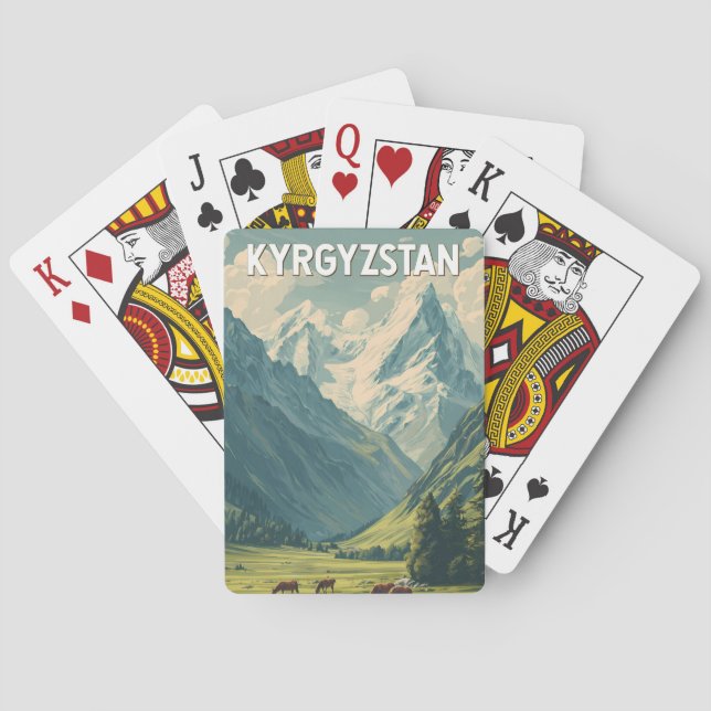 Kyrgyzstan Illustration Travel Art Vintage Spielkarten (Rückseite)
