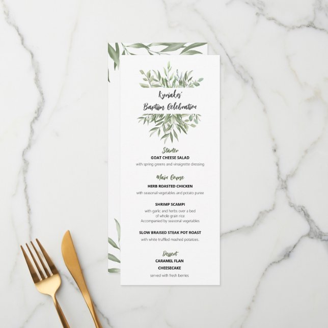 Kyriakos Menu Menükarte (Vorderseite/Rückseite Beispiel)