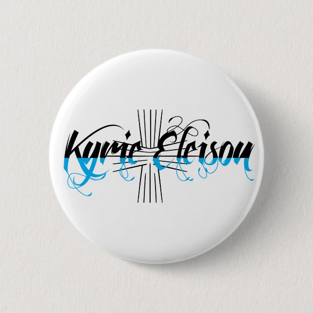 Kyrie Eleison Religious Phrase Stylized Text Button (Vorderseite)