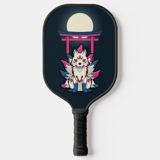 Kyubi Kitsune - Japanischer Nine-Tail Fox Yokai Pickleball Schläger (Vorderseite)