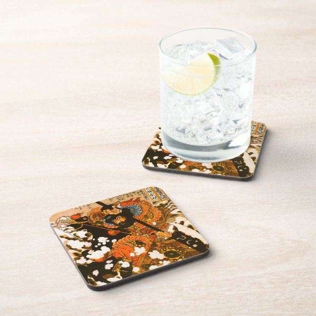 Kyusempo Sakucho Black Stallion Kuniyoshi Fine Art Untersetzer (Rechte Seite)