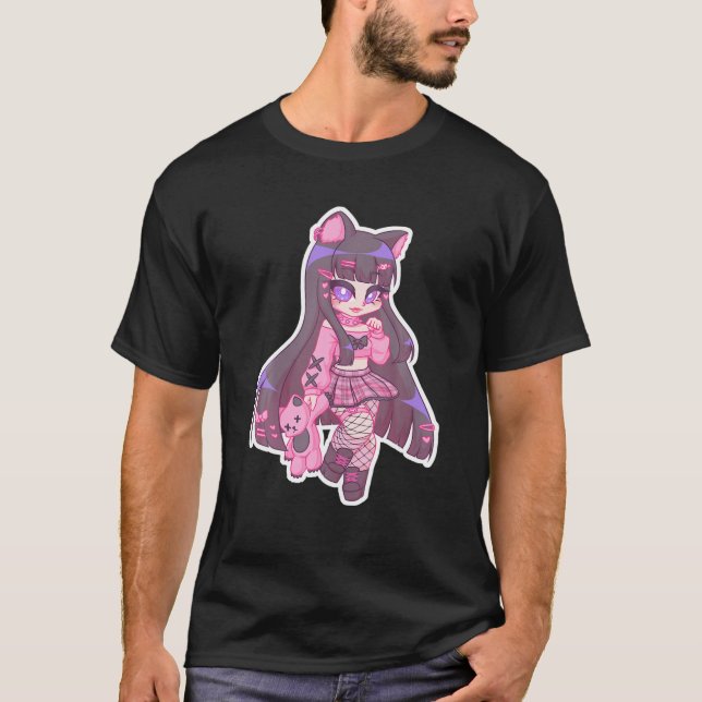 Kyuuchandesu Neko Emo Girl Cat Alt Girl Ästhetik T-Shirt (Vorderseite)