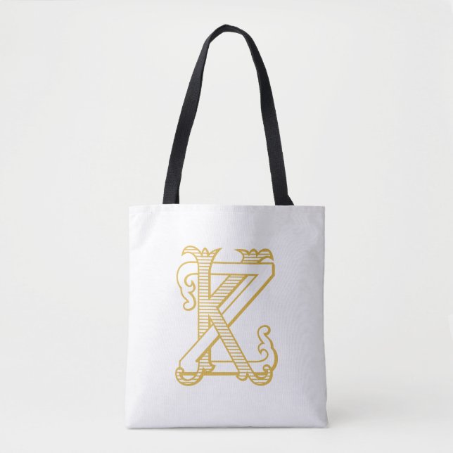 KZ oder ZK Vintage Monogramm-Initialen Logo-Totasc (Vorderseite)
