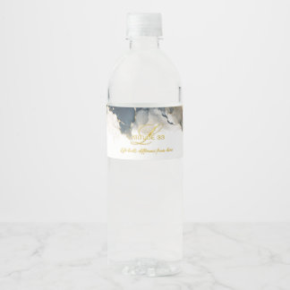 L33 Signature-Alkohol-Tinten-Kunst auf Wasserflaschenetikett