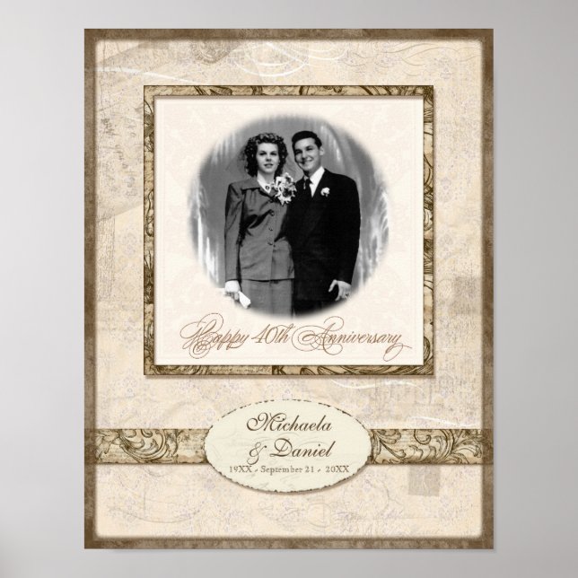 L744B 11x14 Jubiläumsgeschenk Personalisiertes w-F Poster (Vorne)