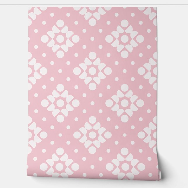 (L) 2502222A Retro Dotty Diamond Pink Background Tapete (Abrollen)