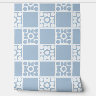 (L) 2502223B Retro Geometric Tiles Blue Tapete
