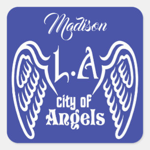 L.A. Flügel individuelle Name- und Farbaufkleber Quadratischer Aufkleber