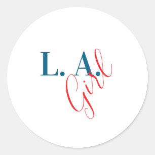L. A. Girl Los Angeles moderner minimalistischer P Runder Aufkleber