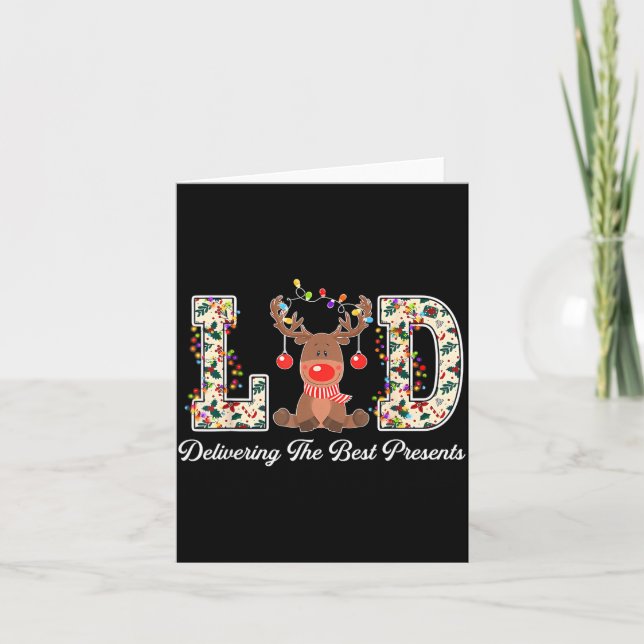 L&amp;d Delivering The Nurse Reindeer Christmas  Karte (Vorderseite)