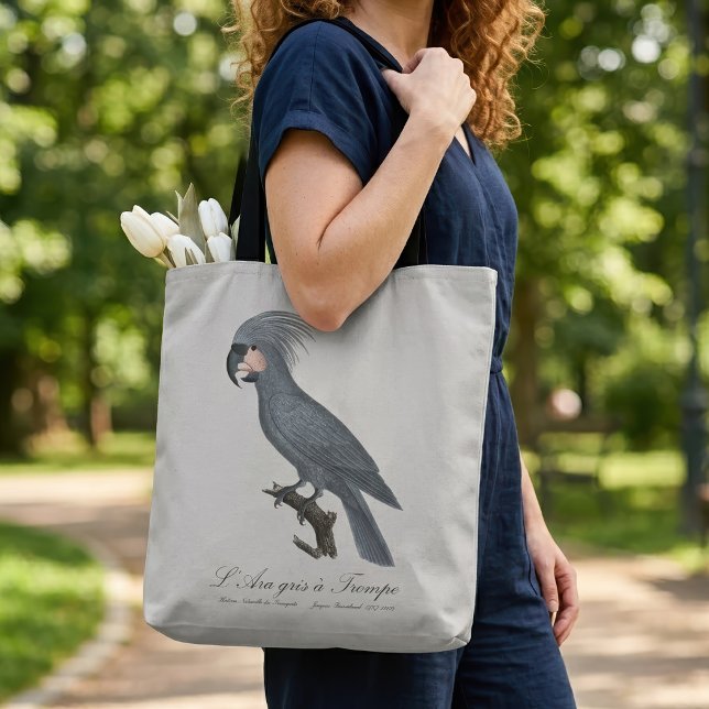 L’Ara gris à Trompe / Gray Palm Cockatoo (Great Black Palm Cockatoo, Probosciger aterrimus. Tote Bag)