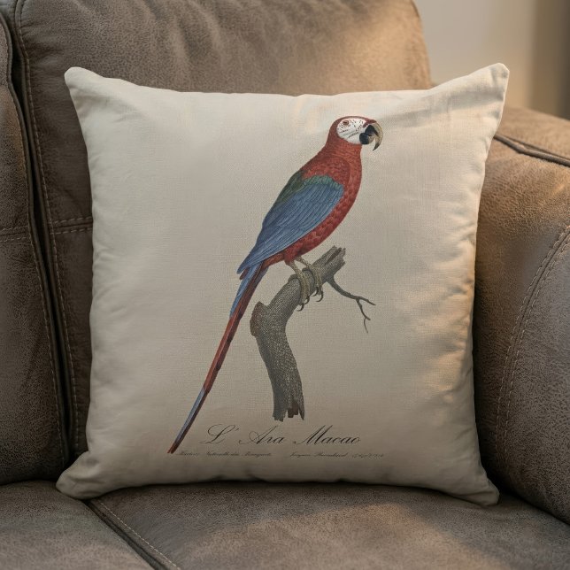 L' Ara Macao / Rot und Grün Kissen (Red-and-green Macaw, Ara chloropterus. Throw Pillow)