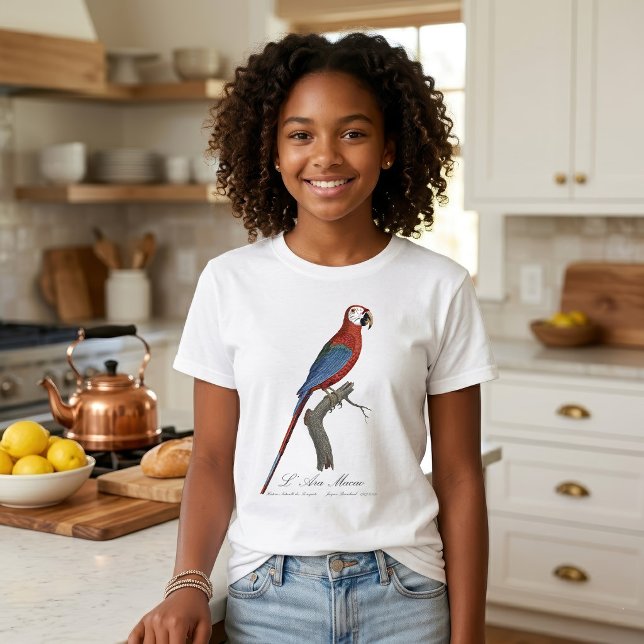 L' Ara Macao / Rot und Grün T-Shirt (Red-and-green Macaw, Ara chloropterus. Girl Basic White T-Shirt)