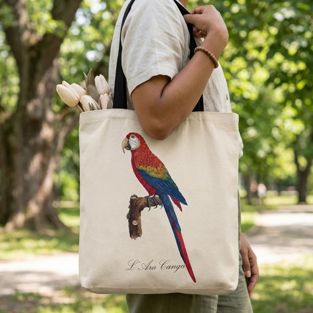 L' Ara Macao / Scarlet Macaw (Scarlet Macaw or Red-Breasted Macaw, Ara macao. Tote Bag)