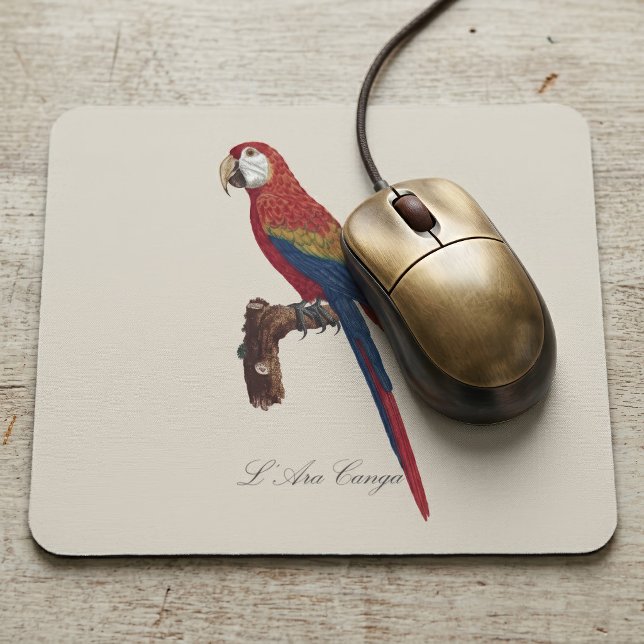 L' Ara Macao / Scarlet Macaw Mousepad (Scarlet Macaw or Red-Breasted Macaw, Ara macao. Mouse Pad)