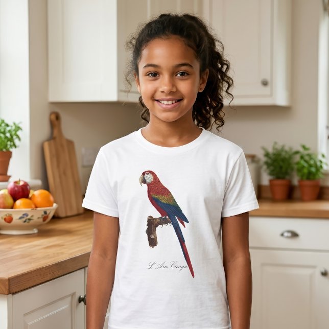 L' Ara Macao / Scarlet Macaw T-Shirt (Scarlet Macaw or Red-Breasted Macaw, Ara macao. Girl Basic White T-Shirt )