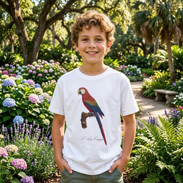 L' Ara Macao / Scarlet Macaw T-Shirt (Scarlet Macaw or Red-Breasted Macaw, Ara macao. Boy Basic White T-Shirt )