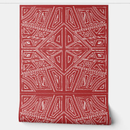 L - Bold Lines - Symmetrical Tile- Red And White Tapete