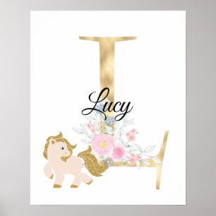 L Buchstabe personalisierter Name Monogramm mit Po Poster