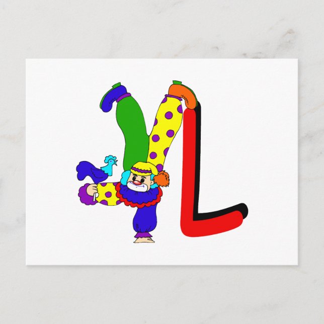 L Clown Postkarte (Vorderseite)