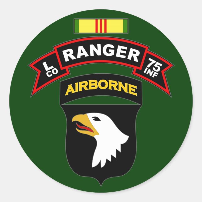 L Co, 75th Infantry Regiment - Rangers, Vietnam Runder Aufkleber (Vorderseite)