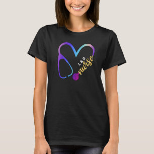 L&D Nurse Watercol Glitzer Liebe Heart Stethoscope T-Shirt