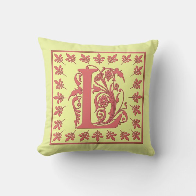 L ERSTE PILLOW - Pink L on YELLOW Background Kissen (Vorderseite)