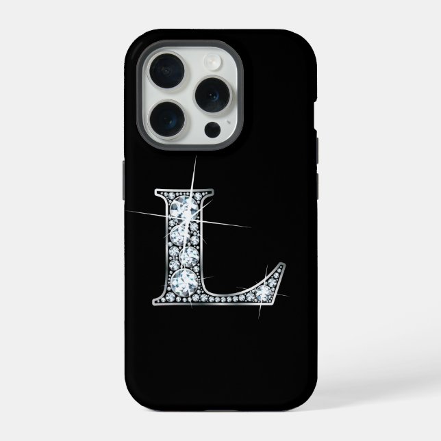 L Faux Diamant-Monogramm iPhone Hülle (Rückseite)