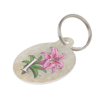 L für Lilien-Blumen-Alphabet-Monogramm Tiermarke