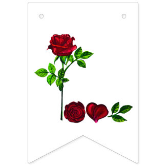 L I E B E - Romantische Rosenammer Flagge Handbema