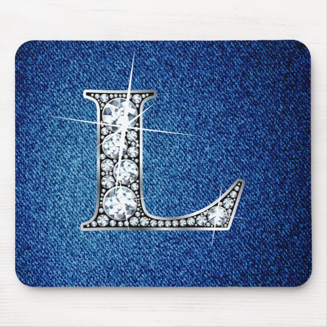 L Imitate -"Diamant Bling" auf Denim Mousepad (Vorne)